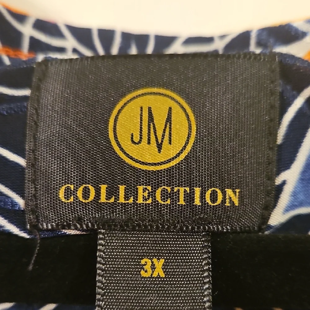 JM Collection 3X Multicolor Geometric Blouse NWOT - Picture 2 of 8
